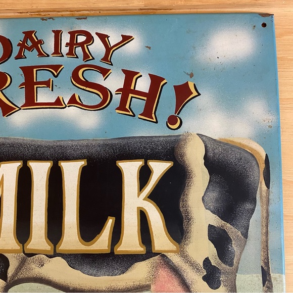 Vintage Style Cow Dairy Fresh Milk Metal Sign - Picture 3 of 11